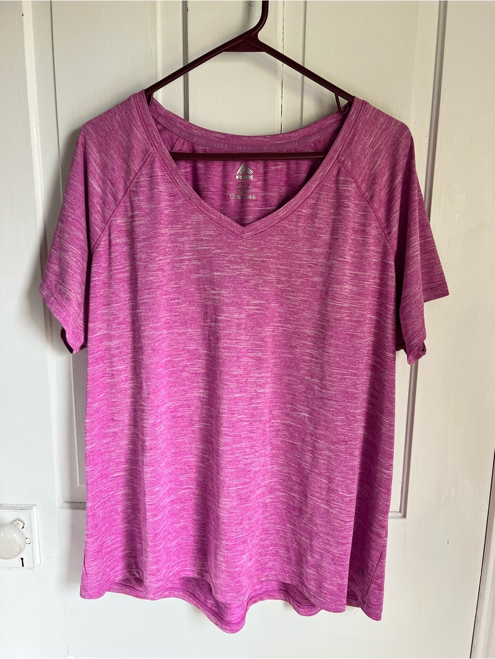 RBX Women's Heathered Pink V-Neck Active Tee size 2XL